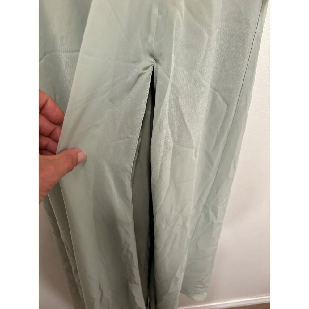 NWT Lulus Sweetest Entrance Sage Green Ruffled‎ Tie-Back Maxi Dress Sz S